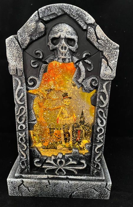 Halloween Tombstone with Skeleton, Lights, Snow and Spooky Sound