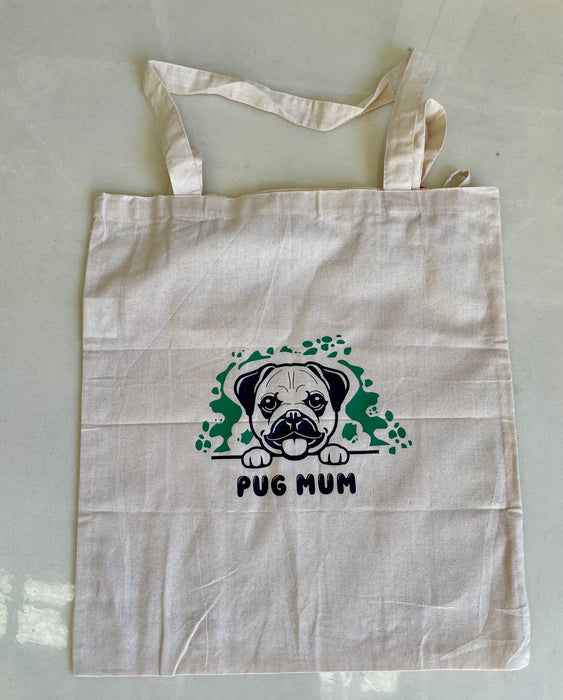 Pug Tote Bags - Cotton, Custom Crafted, Individual and Unique