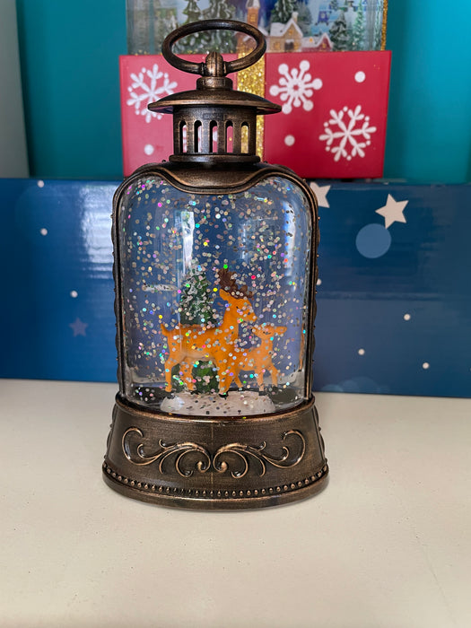 Mini Bristol LED Lantern with Reindeer Scene