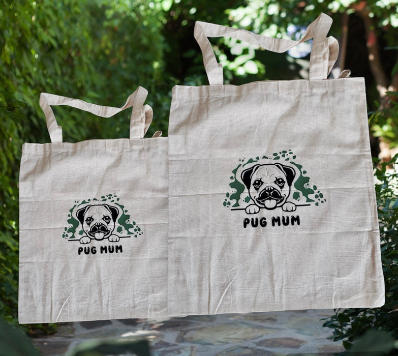 Pug Tote Bags - Cotton, Custom Crafted, Individual and Unique