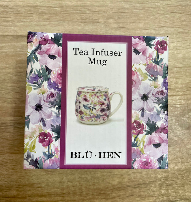 Tea Infuser Mug Blu Hen Bone China