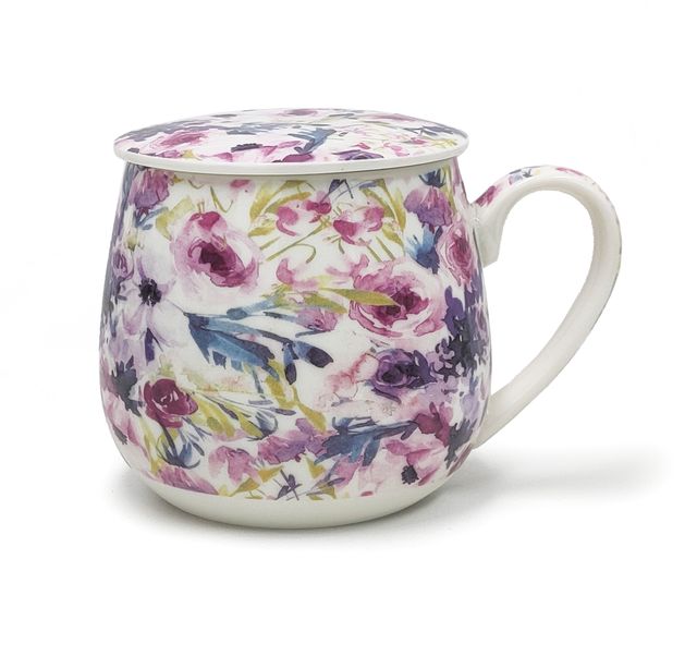 Tea Infuser Mug Blu Hen Bone China