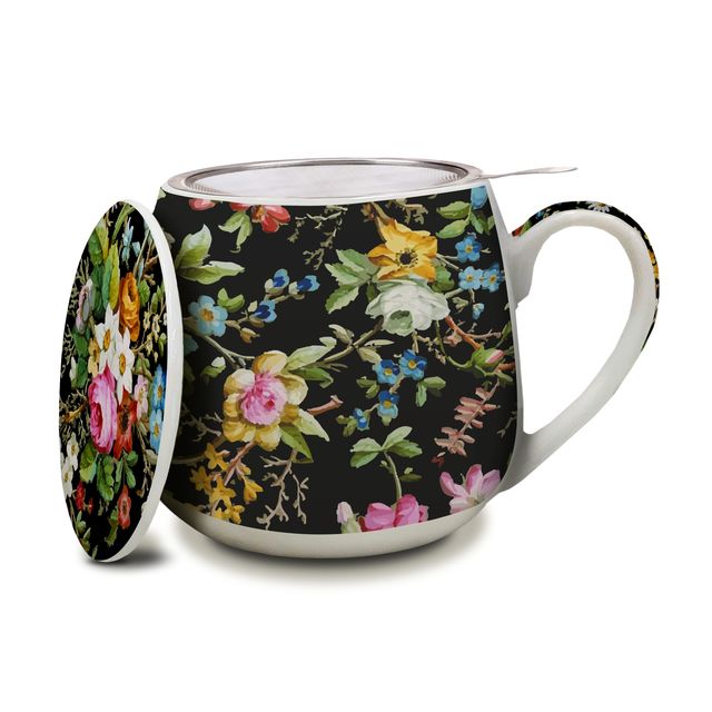 Tea Infuser Mug Blu Hen Bone China