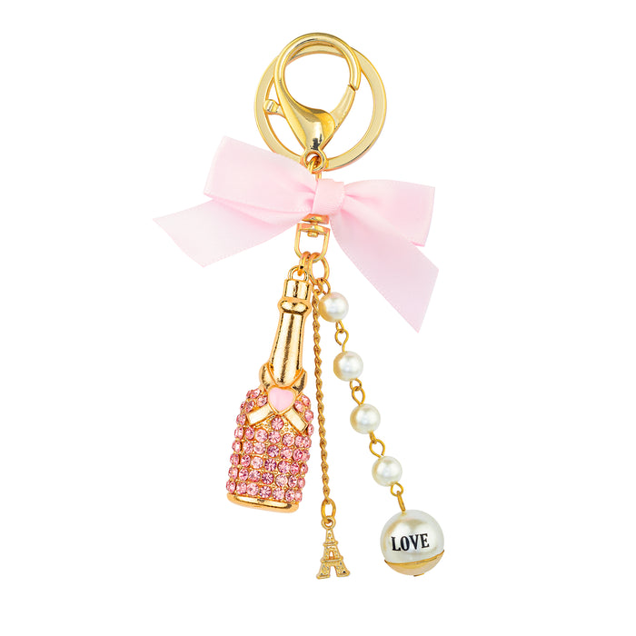 Luxury Australia Luxury Charm Key Ring - Wine Bottle Pink