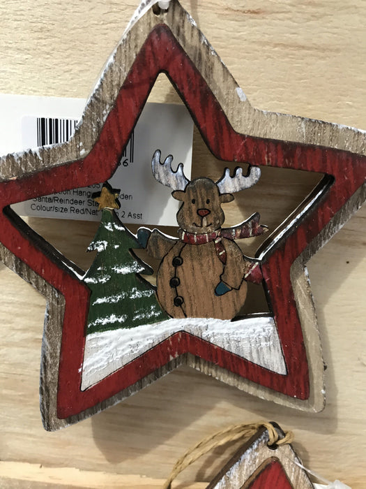 Hanging Wooden Star Christmas Urban Products Reindeer 