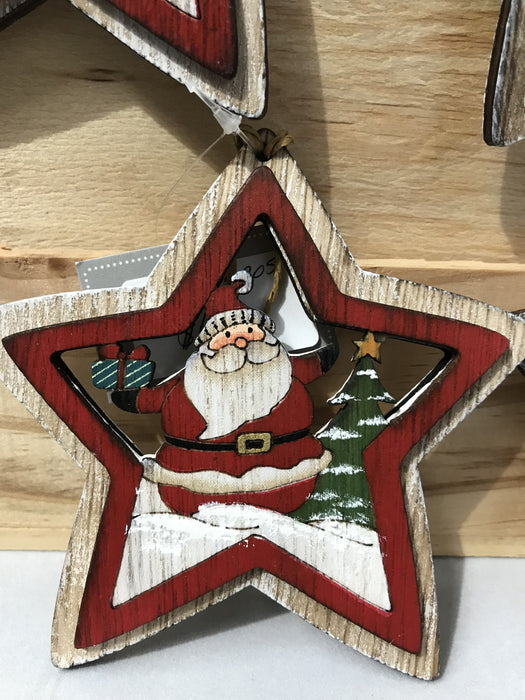 Hanging Wooden Star Christmas Urban Products Santa 